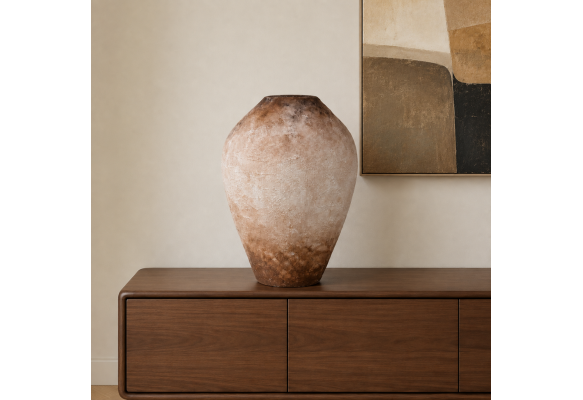 Mireo El Yapımı Dekoratif Terracotta Vazo - 40 cm